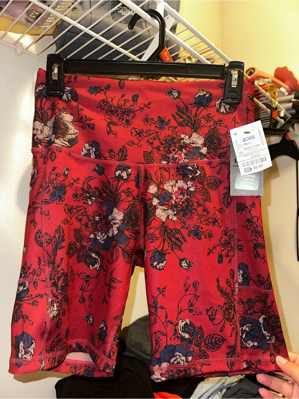 Floral High-Rise Bike Shorts in Red